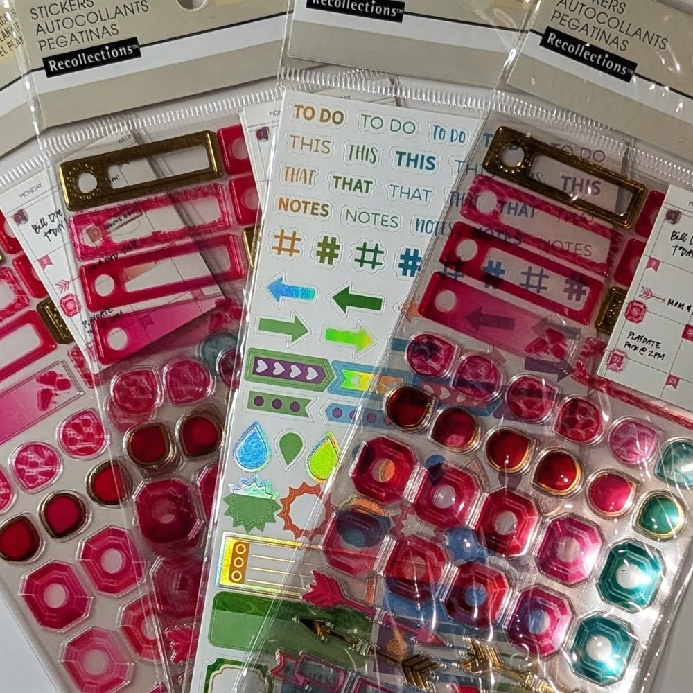 Recollections Planner Stickers Lot 4 Packs Epoxy Holographic Foil 138pc Each